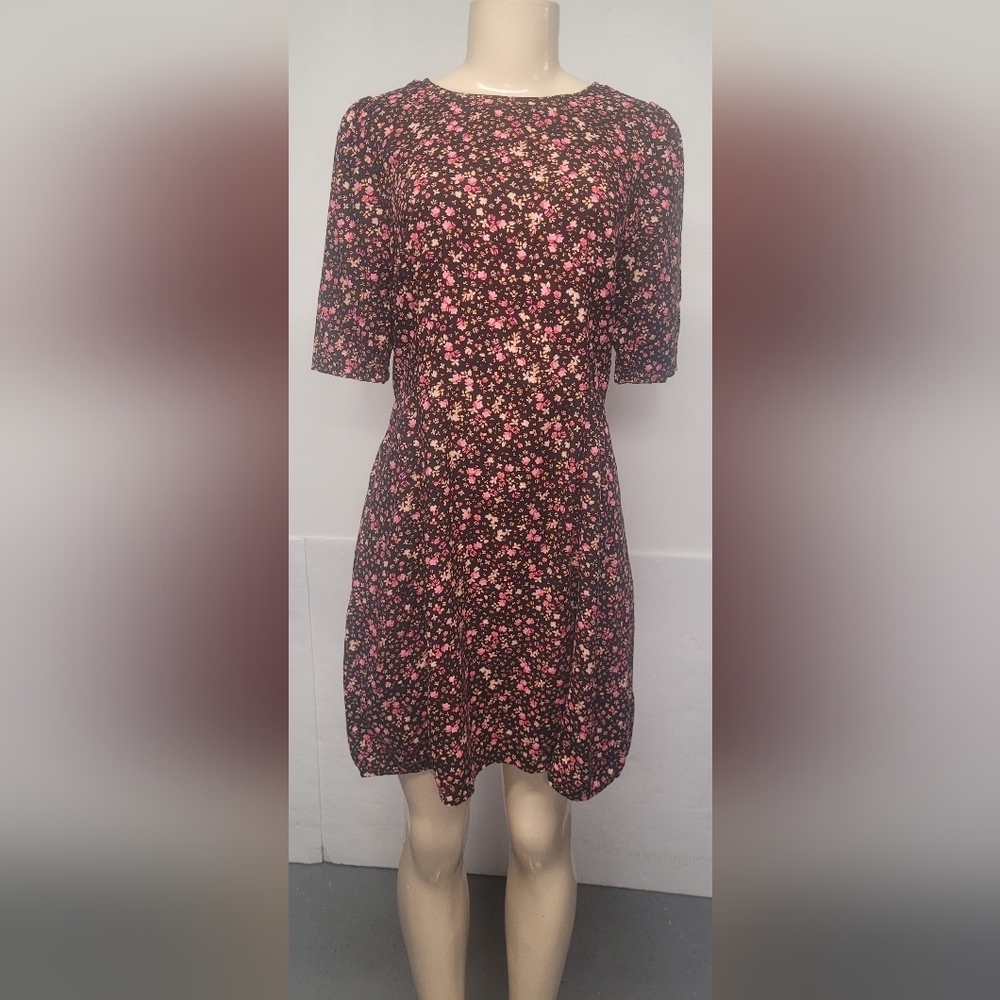 Old Navy M Mini Dress Rayon India Partial Elastic Smocked Back Short Sleeve